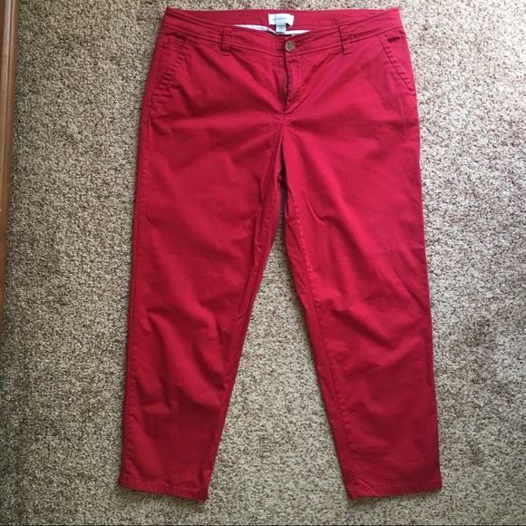 Red Liz Claiborne crop pants - Picture 2 of 7